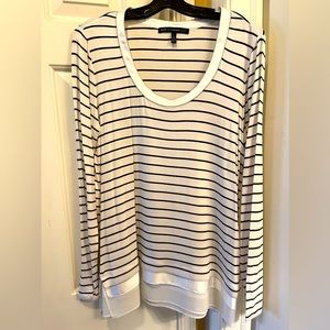WHBM Large Black/Cream Striped Tunic